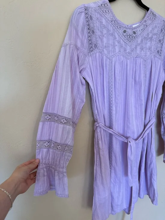 Allison New York Lavender Embroidered Lace Mini Dress Boho Cottagecore NWT Small - Picture 3 of 10